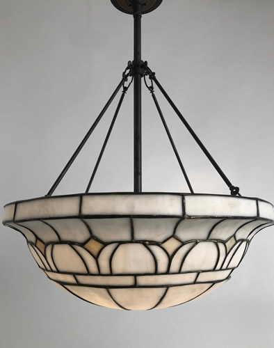 Leaded Glass Inverted Dome with Geometric Patterns